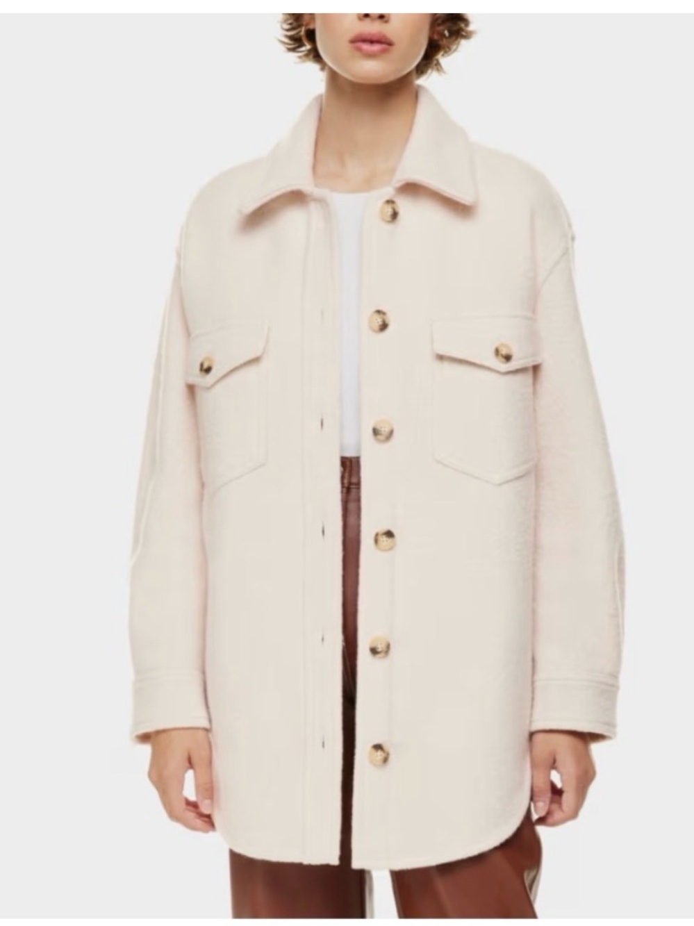 Wilfred Free x Aritzia Ganna Shirt Wool Jackeg Shaket Cream Medium